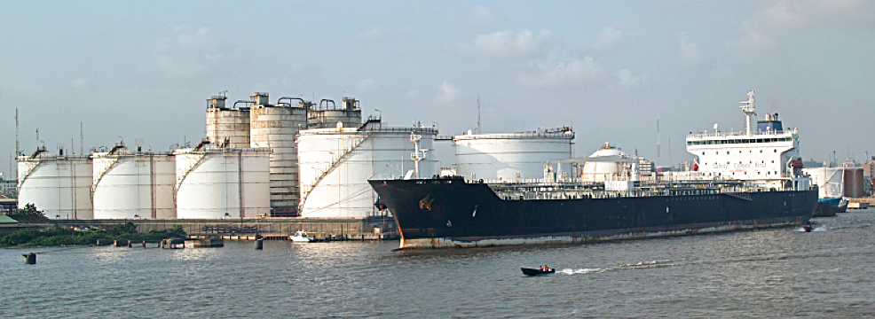 Tanker with pilot boat